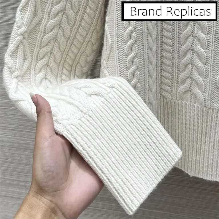 Max Mara White Cable Cashmere Sweater